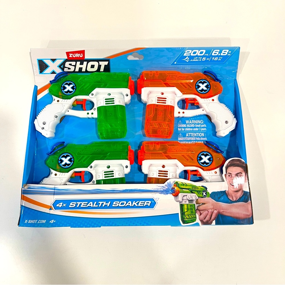 4 X-Shot Stealth Soaker Water Blaster Set - Green and Orange